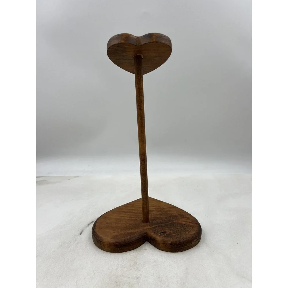 Handmade Wooden Heart Jewelry Display Stand Holder Rustic Decor 12 Inch Tall